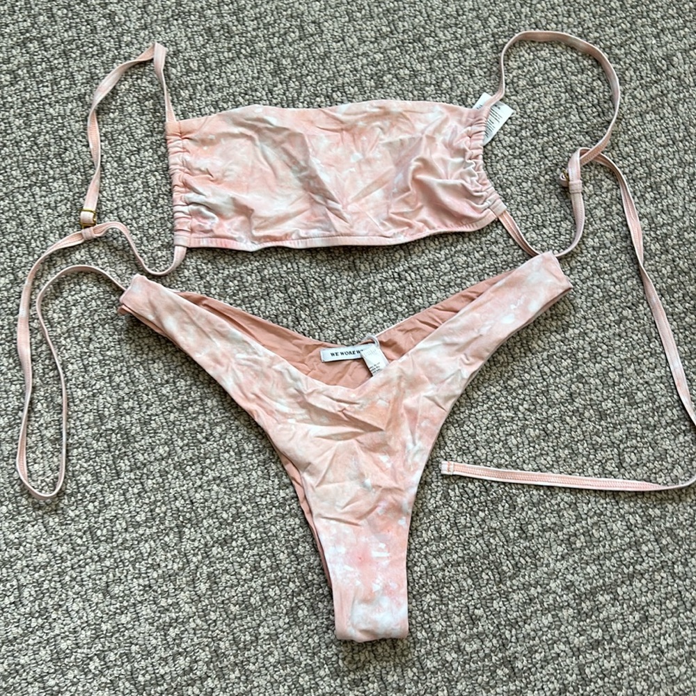 WeWoreWhat Pink Marble Bikini Set
